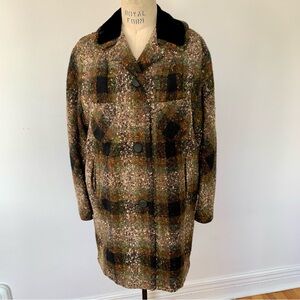 Vintage Natalie Green Tweed Plaid Coat